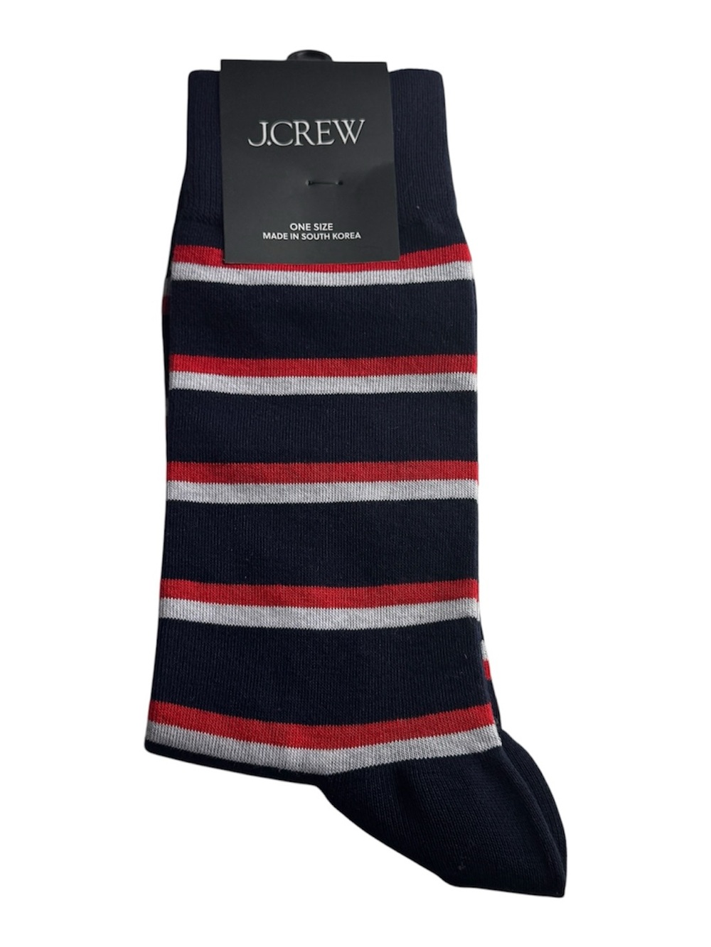 J. Crew Navy Socks with Red & White Stripes Crew Style Preppy Socks New With Tag - Picture 7 of 8